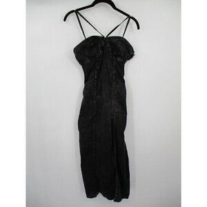 Free People Womens Dress 2 Black Strappy Silt Denim Casual Cotton Zipper Boho